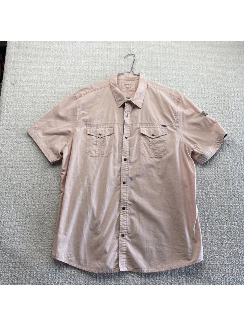 Y2K Guess Western Snap Button Down Shirt Mens XXL Pink Faded Grunge Gorpcore